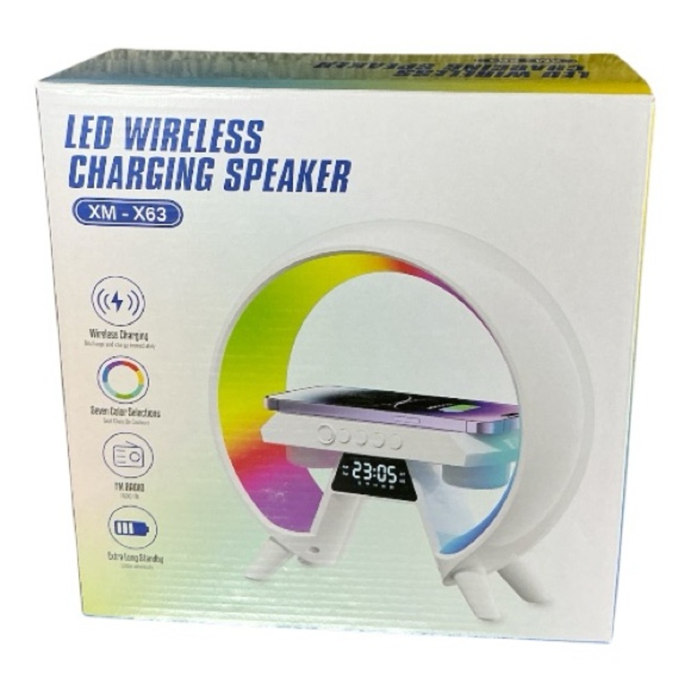 LED Wireless Charging Speaker with Clock - NEW